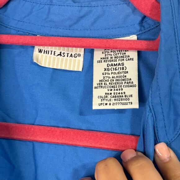 White Stag Bright Blue Collared Sleeveless Button Down Size 16/18 - Picture 4 of 7